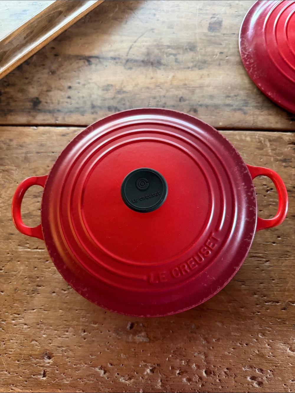 Le Creuset Red Enamel Dutch Oven 22 with Black Knob